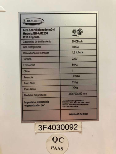Aire Acondicionado Portatil Globalhome Frio/calor