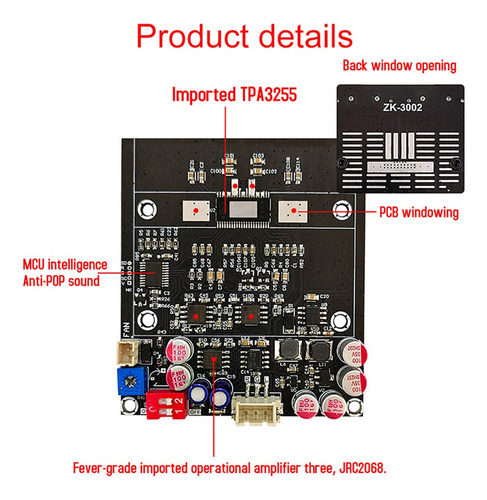 Placa Amplificadora De Audio Zk-2 3002 Tpa3255 Estéreo 300wx