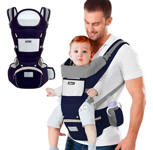 Redlemon Cangurera para Bebé, Canguro Porta Bebé Tipo Fular para Niños de 0  a 36 Meses, Mochila Ergonómica con Soporte para Cintura, Múltiples  Compartimentos con Cierre, Ajustable a Varias Posiciones - Mi