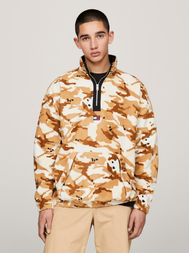 Polerón Overs. Medio Cierre Camo Hombre Tommy Hilfiger Beige