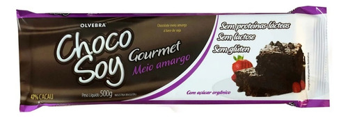 Chocolate Chocosoy Gourmet Meio Amargo 500g S Lactose S Glut