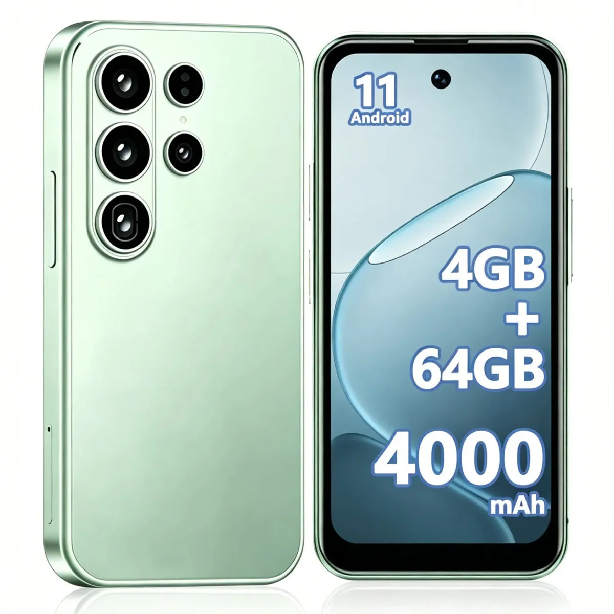 W&o Smartphone S26 Mini 3G Android 11, 4gb Ram + 64gb Rom, Cámara 5mp + 8mp desbloqueado Batería De 4000 Mah,Pantalla HD 3.8" sistema Multilingüe, Doble Sim celular economico