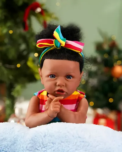 Muñeca Negra Afroamericana Realista De 12 Pulgadas – Cabello Rizado, Articulaciones Móviles Y Vestido Incluido, Ideal Para Niñas Y Niños