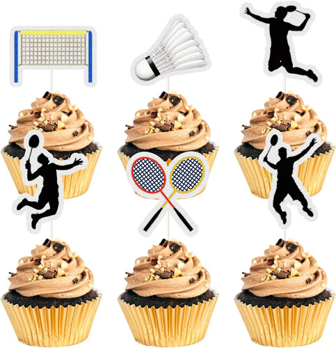 Mefeng 18 Pcs Badminton Theme Cupcake Toppers Badminton Love