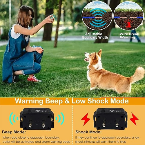 Cerco Electrico Invisible Perimetral Para Perros, 2 Collars