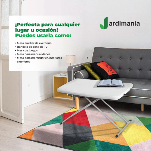 Imagen 6 de 9 de Mesa Plegable Portátil Multiusos Auxiliar 50 Cm Exterior