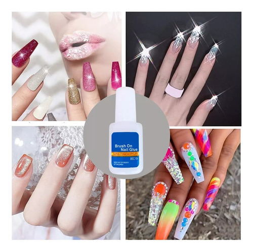 3pzs Pegamento Tips Uñas Postizas Uñas Press On Transparente