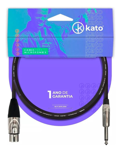 Cabo De Microfone Desbalanceado Xlrf P10 Kato K2 3 Metros