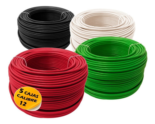 Imagen 1 de 5 de Kit 5 Cajas Cable Calibre 12, Rollo 100m Somos Fabricantes