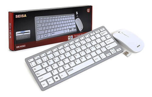 Combo Teclado Mouse Inalambrico Pc 2.4ghz Seisa Dn-h263 Kit Color del mouse Blanco Color del teclado Blanco