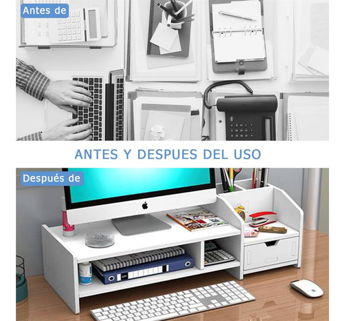 Soporte Para Monitor De Escritorio De 2 Niveles Con Cajon