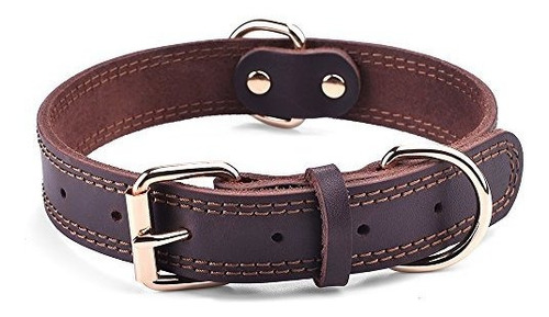 Daihaqiko Cuero Collar De Perro De Cuero Genuino Hardware Al