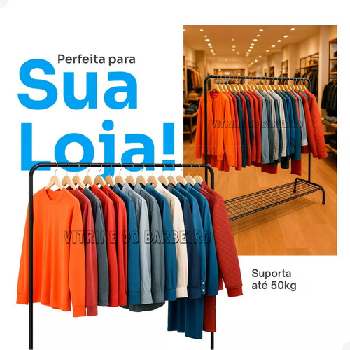 Arara De Roupas Com Rodinhas P/ Quartos E Loja Com Sapateira