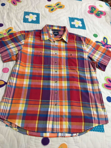 Old Navy Camisa Casual Para Caballero Talla Xl Naranja Cuadr