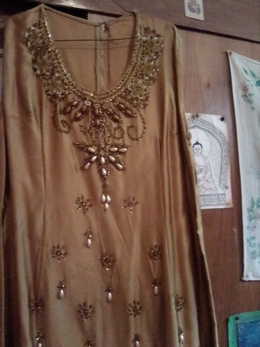 Vestido De Fiesta Bordado Y Cocido Usado Talla L 