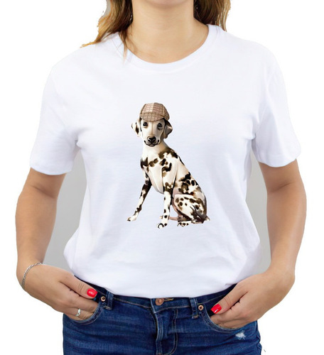 Polera Dama Estampada 100%algodon Perrito Dalmata 493