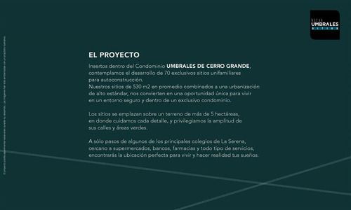 Sitio Venta (autoconstrucción) Condominio Umbrales La Serena