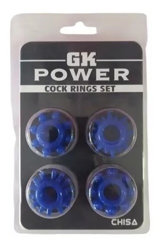 Set De 4 Anillos Retardantes Texturizados Get Lock Color Azul