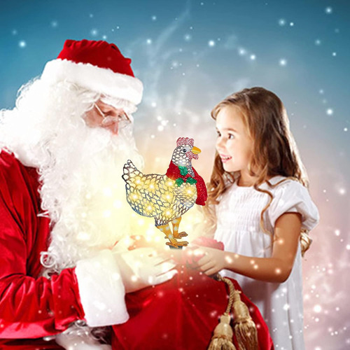 Bufanda De Luz De Navidad De Metal, Adorno De Pollo, Decorac