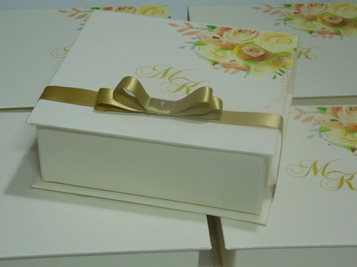 5 Caixas Box Convite Padrinhos Personalizados 30x20x7 