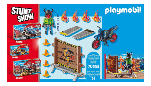 Playmobil Stunt Show Motocross Con Pared Ardiente