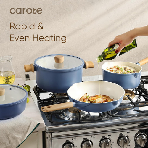 Bateria De Cocina Carote 15pzas Non Stick Azul