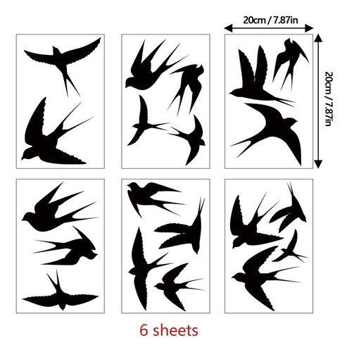 Pegatinas De Pájaros, 6 Hojas, 20 Piezas, Previenen Golpes