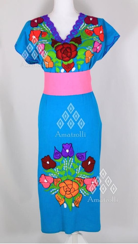 Lote De 12 Vestidos Artesanal Mexicano Mod. Zinacantan Largo