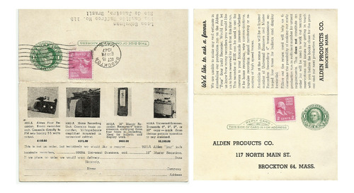 Eua 1947 Inteiro Postal Circulado Duplo Propaganda Gravador