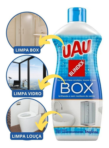 Detergente Uau Da Ingleza Detergente Banheiro Box Vidro Blindex Frasco Neutra 200 Ml