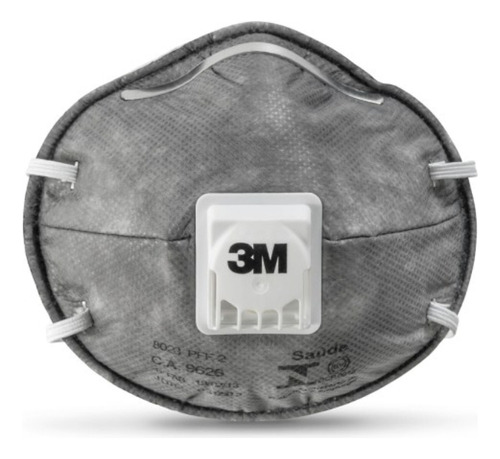 3M 8023 PFF1 kit 10 máscaras respirador com válvula carvão ativado cor cinza-escuro
