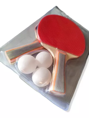 Set Paleta Raqueta Ping Pong + 3 pelotas - mango color