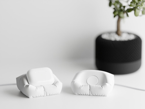 Base Para Audífonos Airpods Universal Tipo Almohada Pillow Blanco