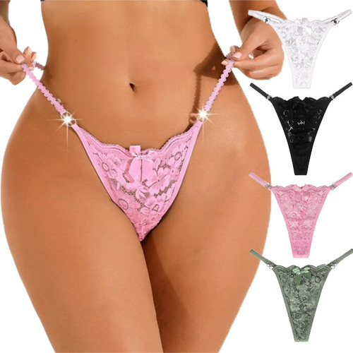 Sexy Calzones De Encaje Tanga Sin Rastro Cintura Baja 4 Pack