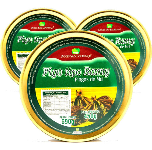 3x Figo Ramy São Lourenço  Pingos De Mel 590g