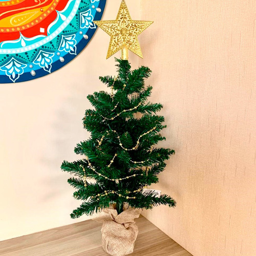 Árvore De Natal 60 Cm Pequena Decorada Luxo Dourado Mesa