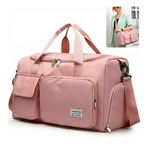Bolsa De Viagem Mala Transversal Academia Unisex Resistente Cor Rosa Liso