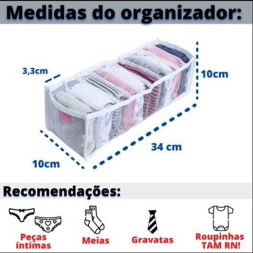 Imagem 2 de 9 de Organizador De Calcinhas P/ Gavetas Transp - Kit 4 Unidades