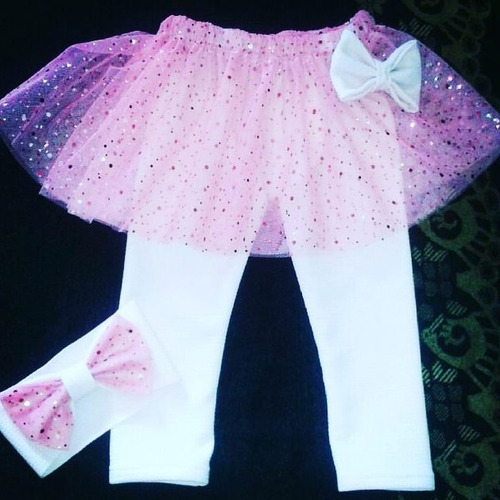 Leggins Con Falda Tutu Niña Princesa Bebe Moda Vinchas
