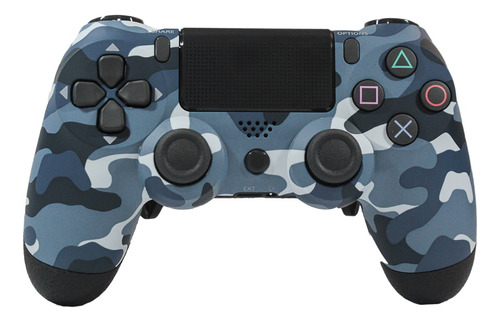 Controle Sem Fio Joystick Manete Compatível Com Console E Pc Cor Camuflado Azul Ps4