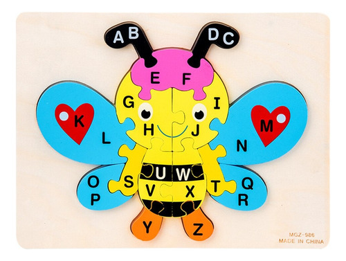 Imagen 2 de 9 de Rompecabezas Madera Para Niños Abecedario Fig. Abeja