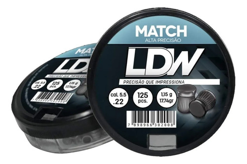 Chumbinho 5,5mm Ldw Match Kit Com 1250 Unidades - 10 Caixas