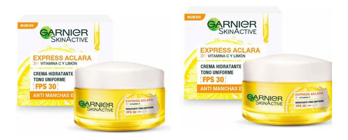 Kit 2 Piezas Crema Garnier Express Aclara Anti-manchas 50ml Todo Tipo De Piel Día