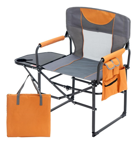 Silla De Director Plegable Ancha Con Mesa, Silla De Campamen