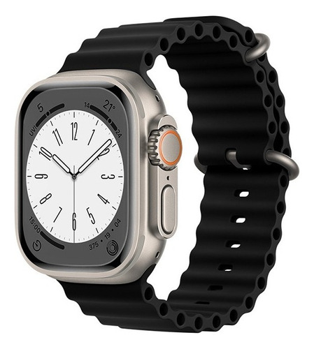 Pulseira Ondulada Relógio Smartwatch 8 Ultra 42mm 44 45 49mm Cor Preto Largura 22