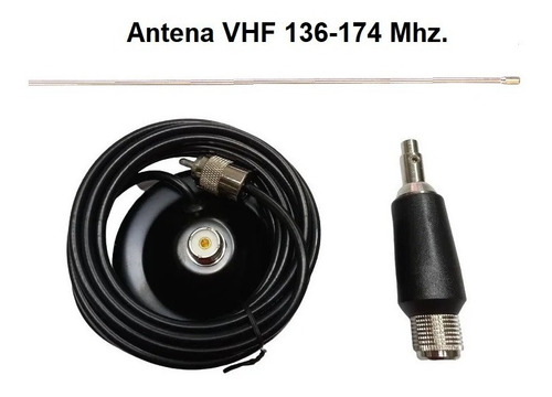 Imagen 2 de 4 de Antena Completa Vhf 5/8 Con Soporte Magnético
