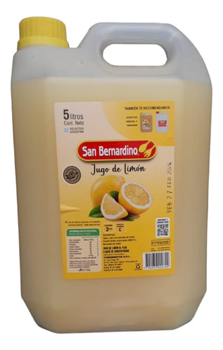 Bidón De Jugo De Limón 5 Litros