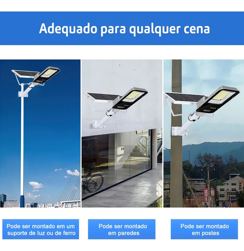 Refletor Solar Led Holofote Para Iluminação Pública 300w Autossusten Com Controlo Remoto