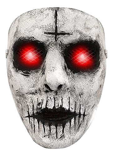 Máscara Assustadora De Halloween Vermelha Com Led Brilhante