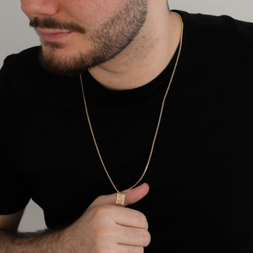 Imagem 2 de 3 de Escapulário Masculino Cruz Nossa Senhora Banhado Ouro